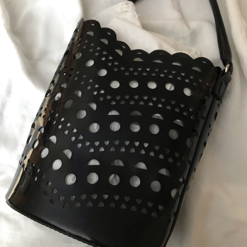 Faux Patent Leather Bucket Bag - Picture 1 of 8